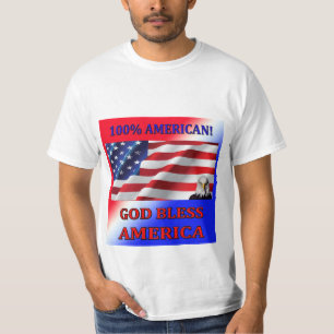100% American-God Bless America Men's T-Shirt