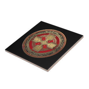 [100] Ancient Celtic Sacred Gold Knot Cross Tile