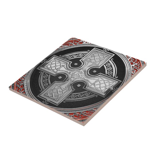 [100] Ancient Celtic Sacred Silver Knot Cross Tile (Side)