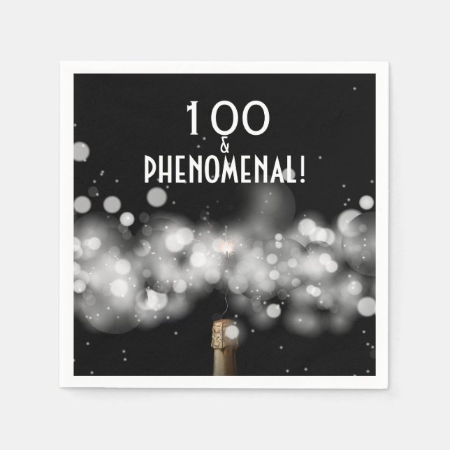 100 and Phenomenal Champagne Party Napkins (Front)