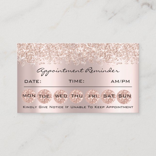 100 Appointment Reminder Cards Makeup Lash Rose (Front)