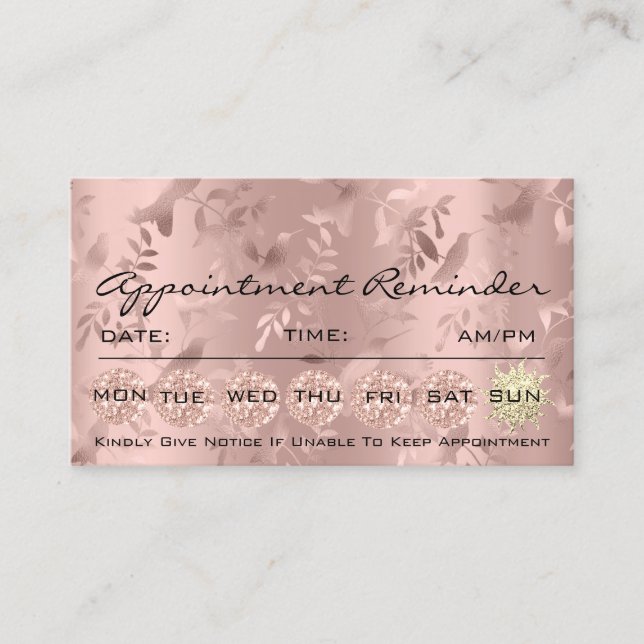 100 Appointment Reminder Floral Makeup Eyelash Lux Business Card (Front)