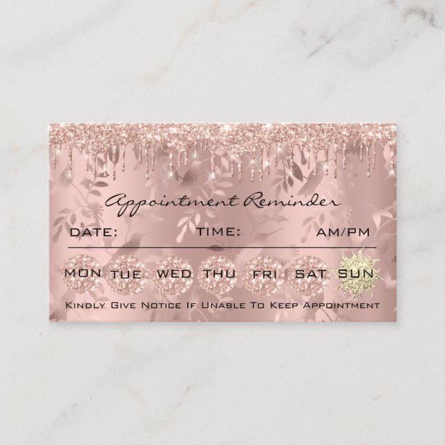 100 Appointment Reminder Floral Makeup Lash Hair Business Card (Front)