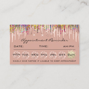 100 Appointment Reminder Glitter Drips Holograph Business Card