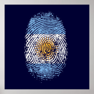 100% Argentinian DNA fingerprint Argentina flag gi Poster