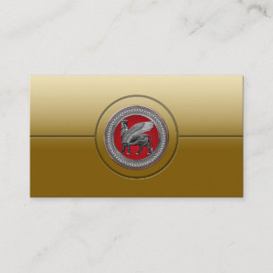 [100] Assyrian Winged Bull: Silver & Black Lamassu Business Card