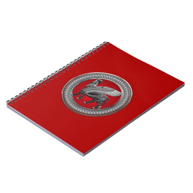 [100] Assyrian Winged Bull: Silver & Black Lamassu Notebook (Left Side)