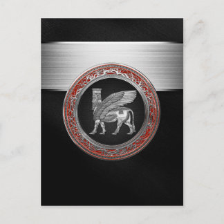 [100] Assyrian Winged Bull - Silver Lamassu Postcard
