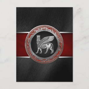 [100] Assyrian Winged Bull - Silver Lamassu Postcard