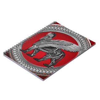 [100] Assyrian Winged Lion: Gold & Black Lamassu Notebook