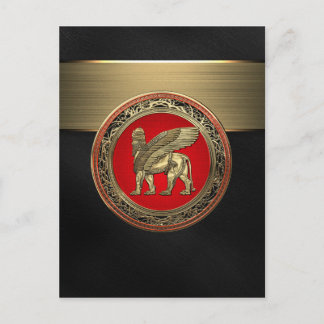 [100] Assyrian Winged Lion - Gold Lamassu Postcard
