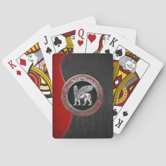 [100] Assyrian Winged Lion - Silver Lamassu Playing Cards
