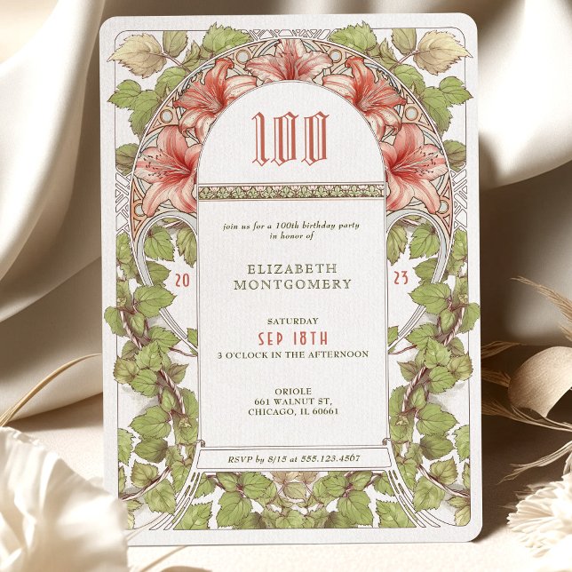 100 Birthday Invitation Art Nouveau Alphonse Mucha (Creator Uploaded)