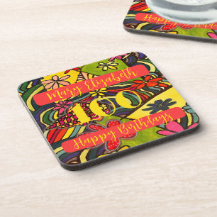 100 Birthdays Floral Coaster