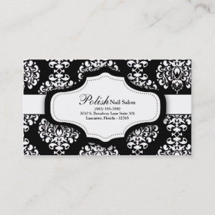100 Black Damask Nail Technician Business Card