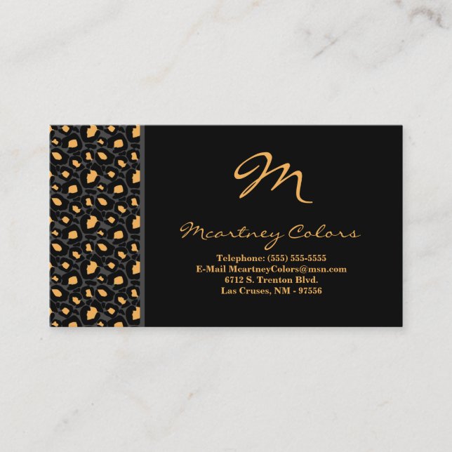 100 Black Grey Cheetah Print Business Card (Front)