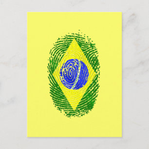 100% Brazilian DNA fingerprint Brasil pride gifts Postcard
