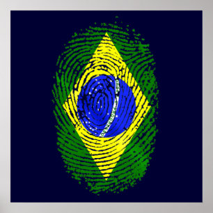 100% Brazilian DNA fingerprint Brasil pride gifts Poster