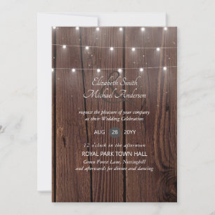 100 Budget RUSTIC Wood Wedding Invites n Envelopes