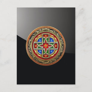 [100] Celtic Cross [Gold+Enamel] Postcard