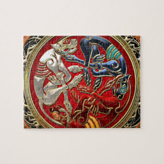 [100] Celtic Treasures - Three Dogs on Gold Jigsaw Puzzle