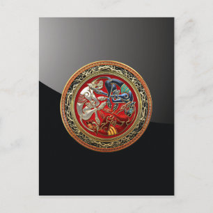 [100] Celtic Treasures - Three Dogs on Gold Postcard