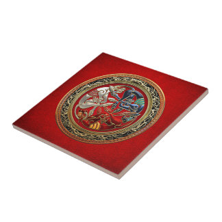 [100] Celtic Treasures - Three Dogs on Gold Tile