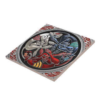 [100] Celtic Treasures - Three Dogs on Silver Tile
