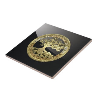 [100] Celtic Tree of Life [Gold] Tile