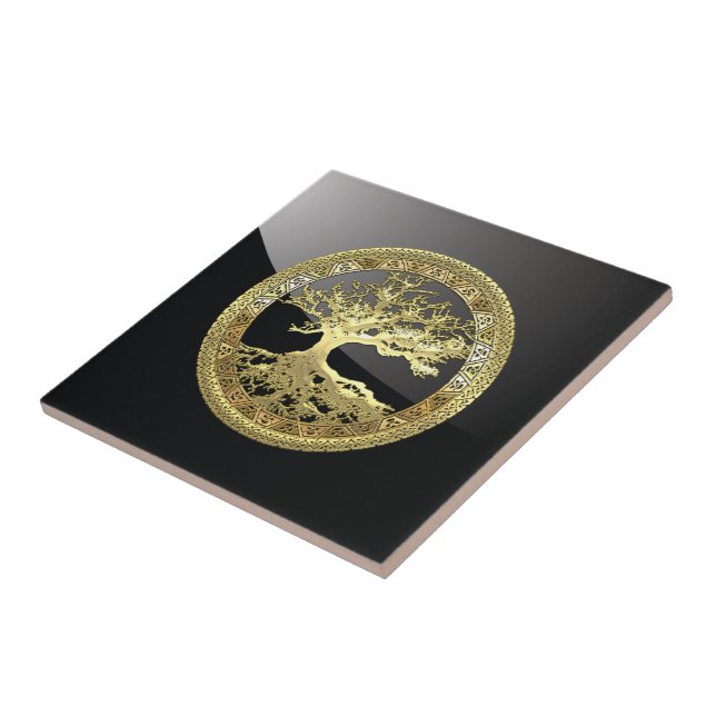 [100] Celtic Tree of Life [Gold] Tile (Side)