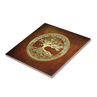[100] Celtic Tree of Life [Gold] Tile