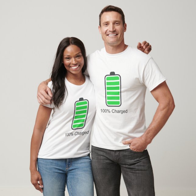 100% charged and 2% Battery low couple T-Shirt (Unisex)