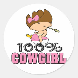 100% Cowgirl Classic Round Sticker