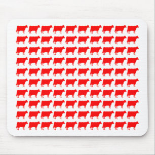 100 Cows - Red Mouse Mat