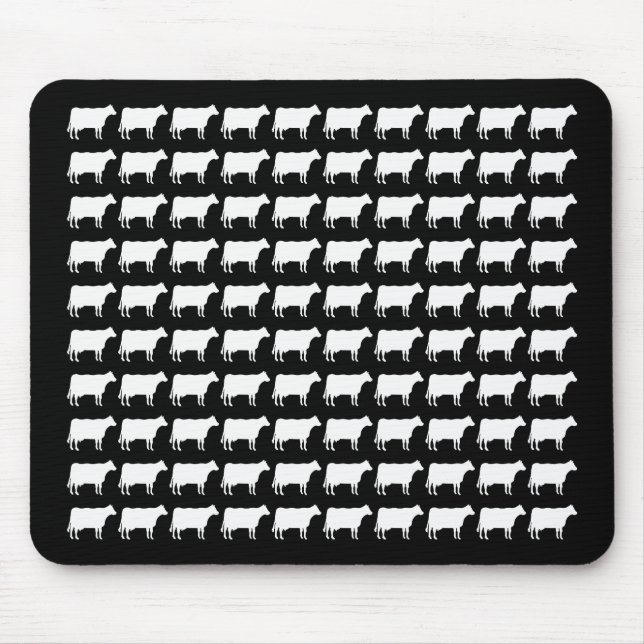 100 Cows - White Mouse Mat (Front)
