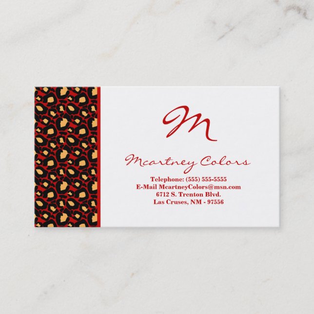 100 Crimson Red Cheetah Print Business Card (Front)
