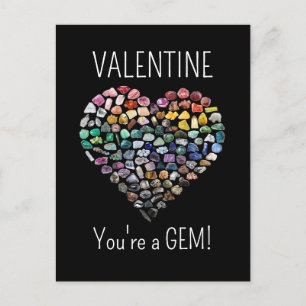 100+ Crystals Gems Minerals Valentines Day Heart Postcard