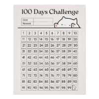 100 Day Challenge Fun Tracker for Bedroom Home 