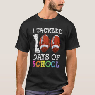 100 Day Of School Kids Football Tackled 100 Days T-Shirt