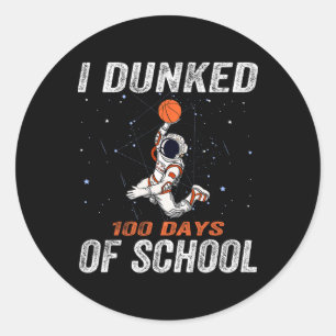 100 Day Of School Sketll Astronaut Spaceman Astron Classic Round Sticker