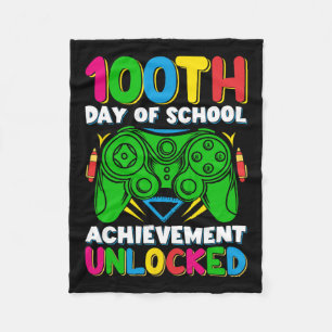 100 Day Of School Unlocked Gamer 100th Days Of Sch Fleece Blanket