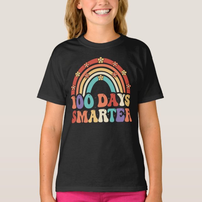 100 Day Smarter Retro Groovy 100th Days Of School T-Shirt (Front)