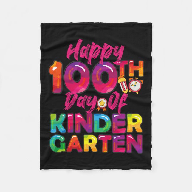100 Days All Student Teacher Happy 100th Day Of Ki Fleece Blanket (Front)