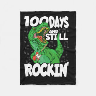 100 Days And Still Rockin - 100 Days Of School Din Fleece Blanket