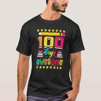 100 Days Awesome Colorful School Pencil Kids Study T-Shirt