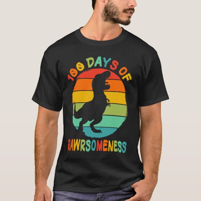 100 Days Awesomeness Of School Rex 100th Days Smar T-Shirt (Front)