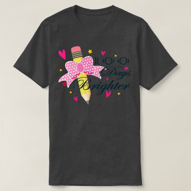 100 Days Brighter 100 Days of School 2 T-Shirt (Design Front)