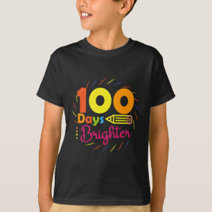 100 Days Brighter - 100 Days Of School Teacher Stu T-Shirt