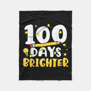 100 Days Brighter 100th Day Of School 100 Days Of Fleece Blanket