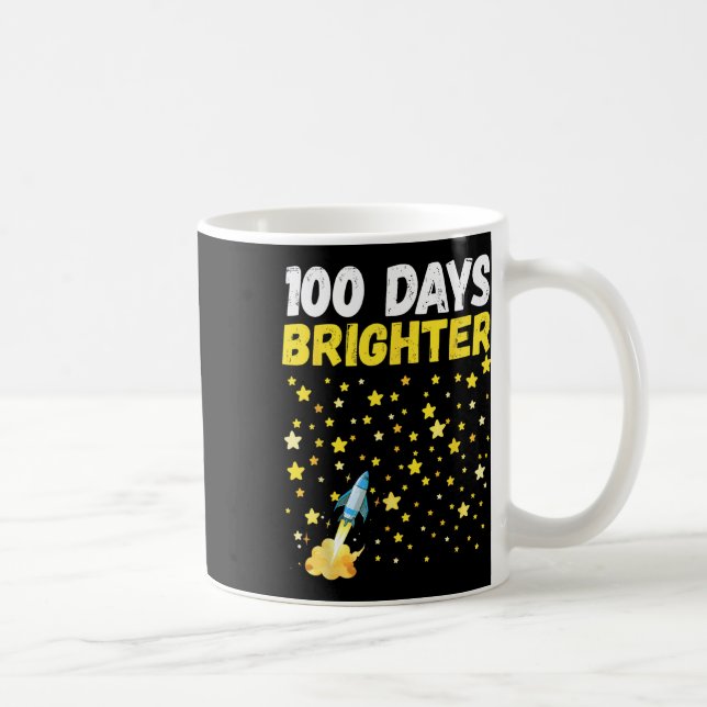 100 Days Brighter 100th Day Of School Stars Rocket Coffee Mug (Right)
